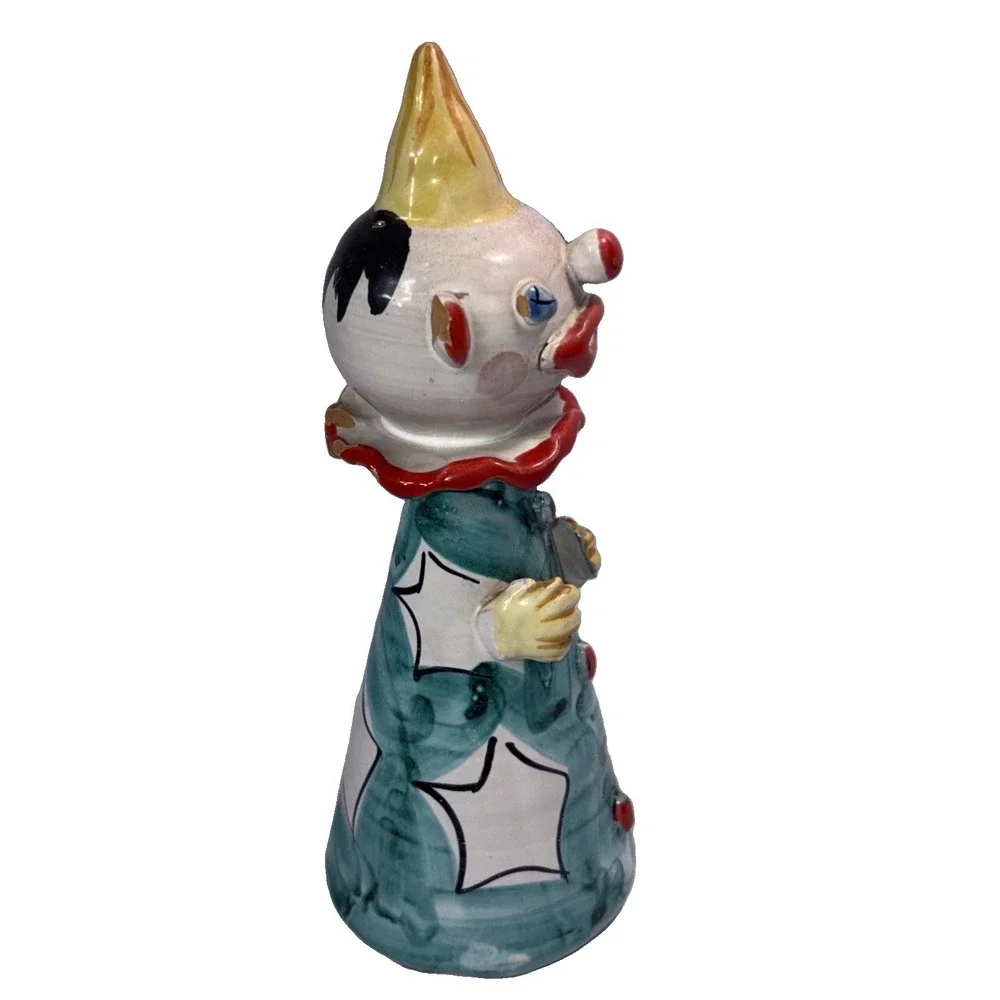 Vintage Italian Ceramic Clown Coin Bank Mid Century Modern Italy Pottery VTG